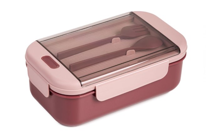 Homla Φαγητοδοχείο Με Πηρούνι & Κουτάλι Μπορντώ-Ροζ 21x12x7εκ. Poppie Homla 218075 (Χρώμα: Ροζ) - Homla - 218075